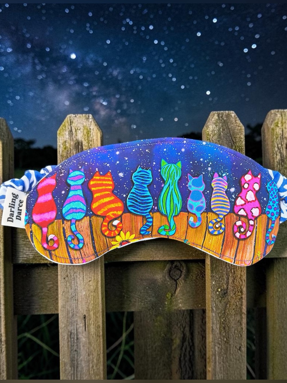 Colorful Cats on a Fence Theme Kids Sleep Mask